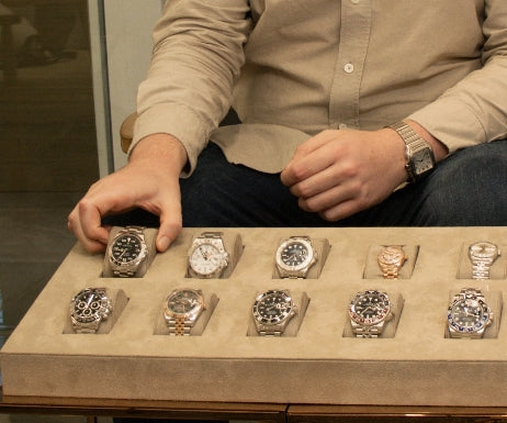Watches laid out for inspection