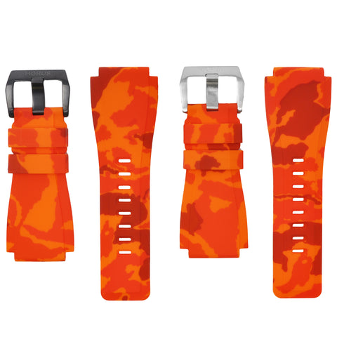 Orange Camouflage Rubber Strap-Timepiece360