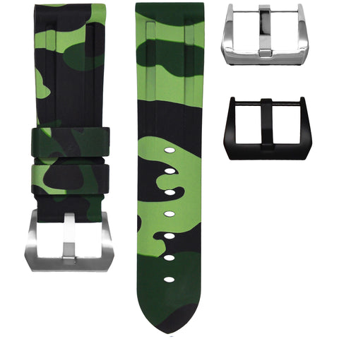 Green Camouflage Rubber Strap 22mm-Timepiece360