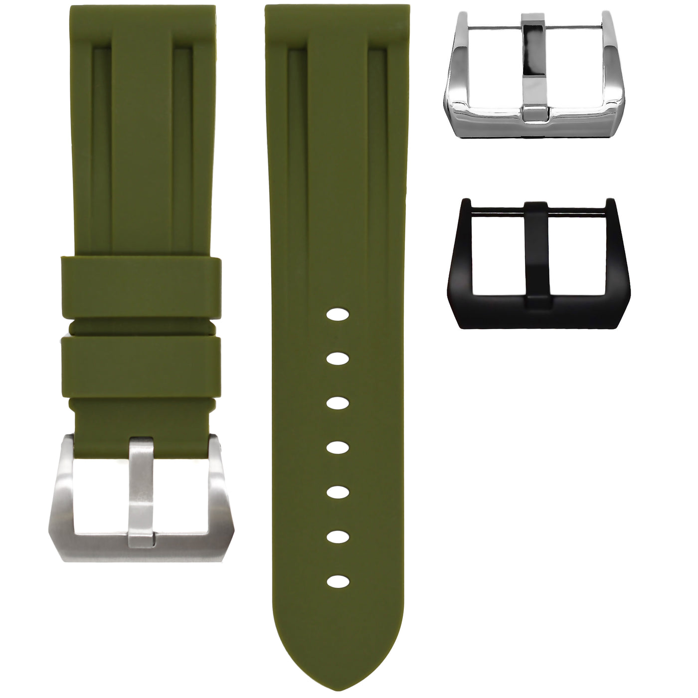 Olive Rubber Strap 24mm-Timepiece360