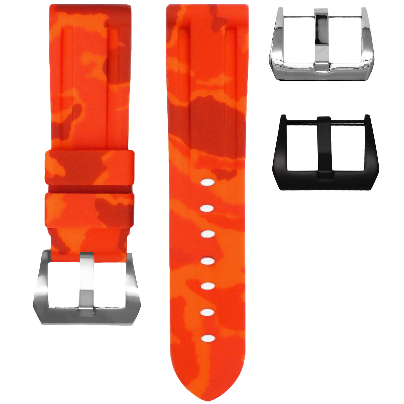 Orange Camouflage Rubber Strap 26mm-Timepiece360