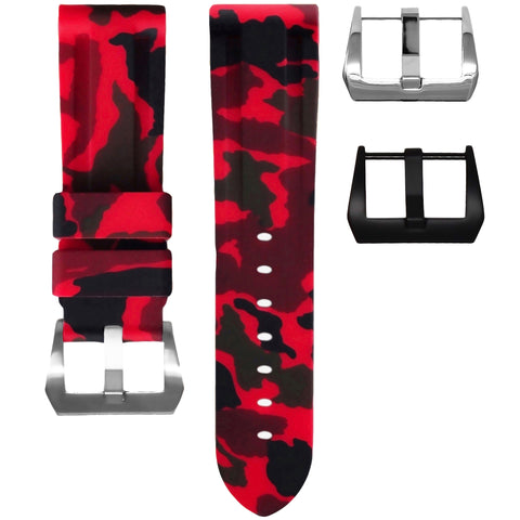 Red Camouflage Rubber Strap 24mm-Timepiece360