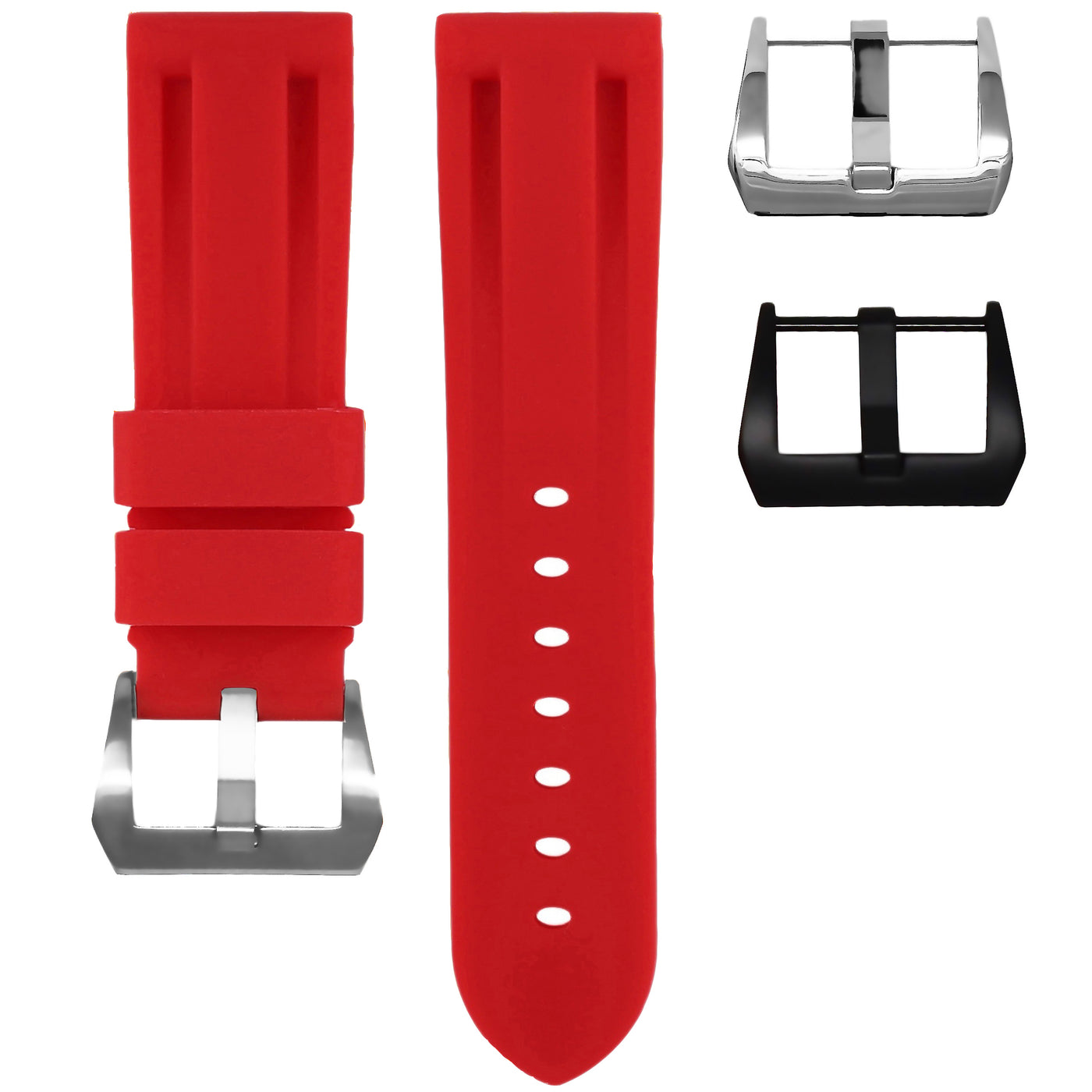 Red Rubber Strap 26mm-Timepiece360