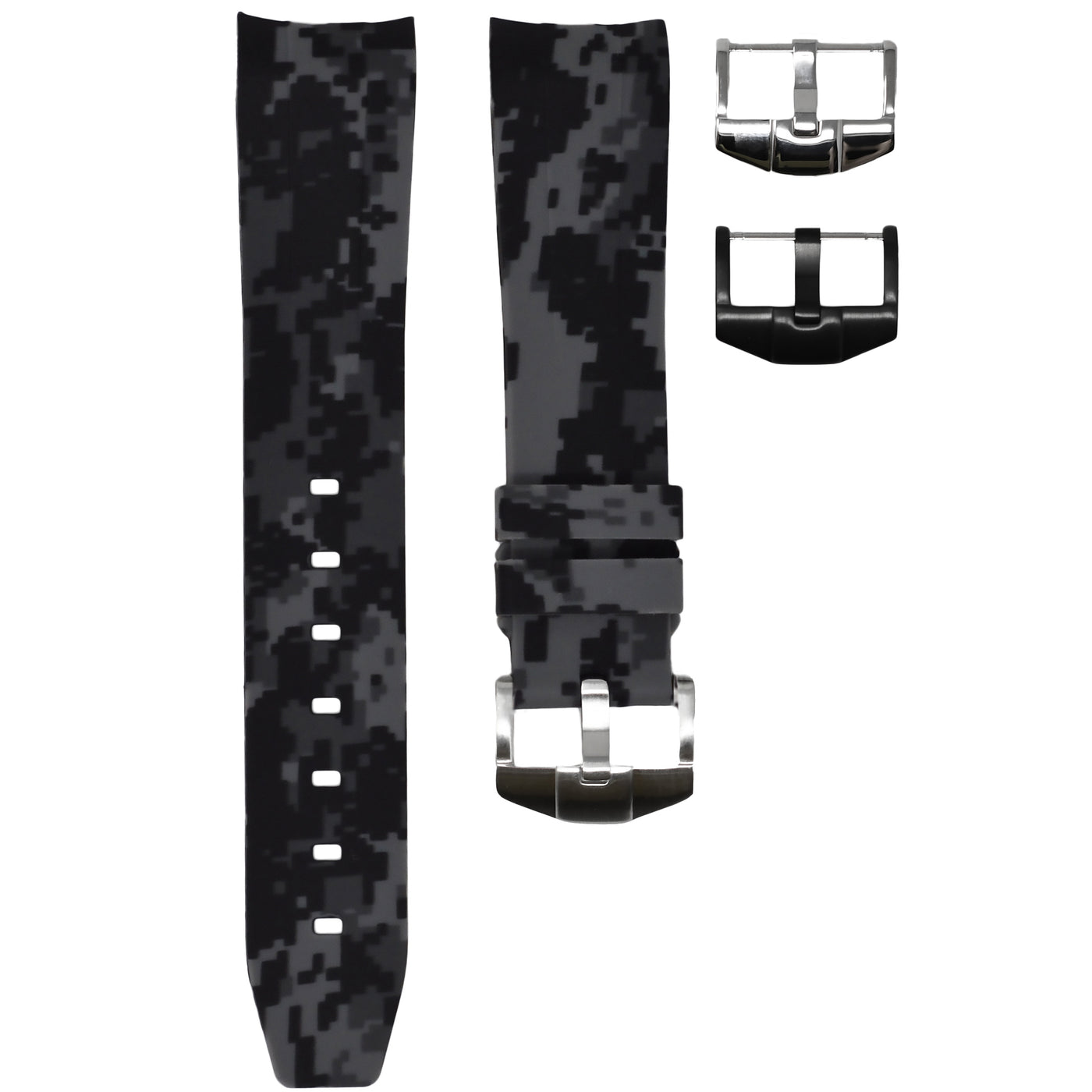 Graphite Digital Camouflage Rubber Strap 20mm-Timepiece360