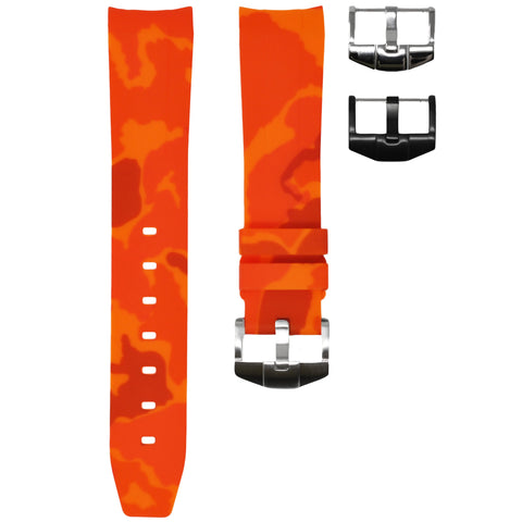 Camouflage Orange Rubber Strap 20mm-Timepiece360